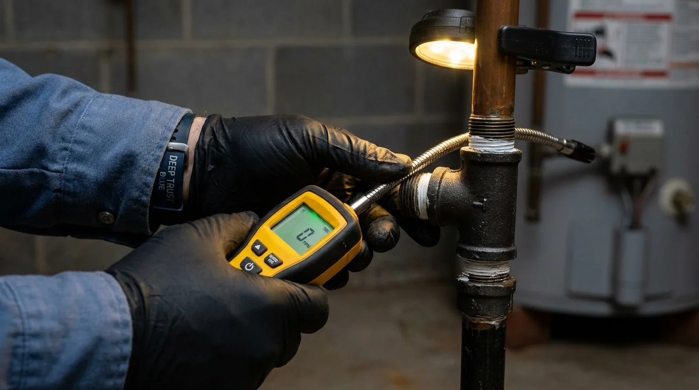 Gas leak detection with electronic sniffer by Johns Plumbing LLC in Cross Plains