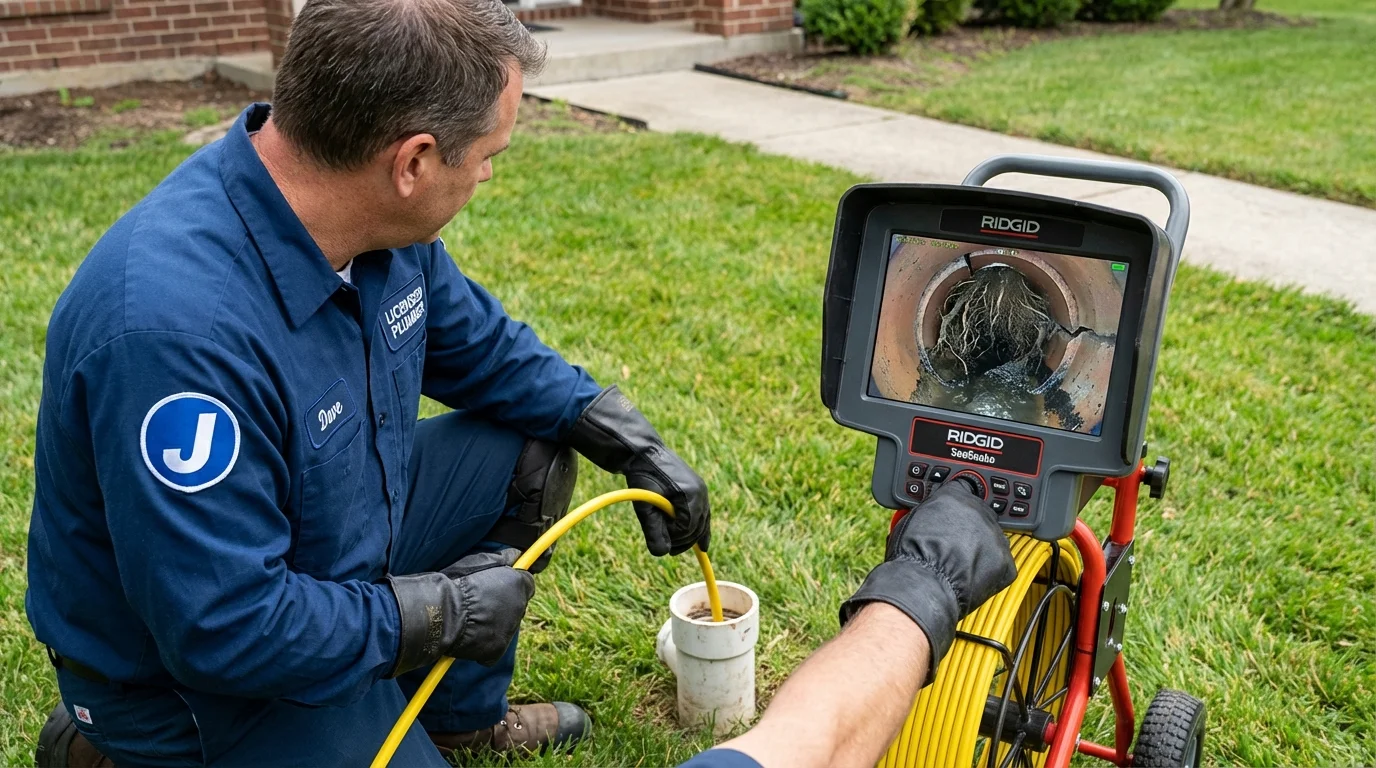 Sewer camera inspection being performed by Johns Plumbing LLC in Cross Plains